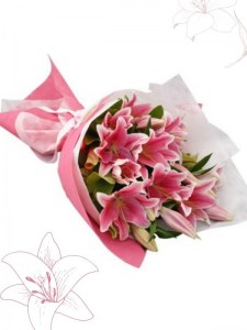 Pink Oriental Lily Bouquet