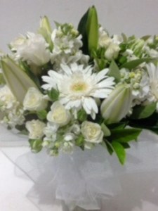 White Fragrant Posie Including Glass Vase